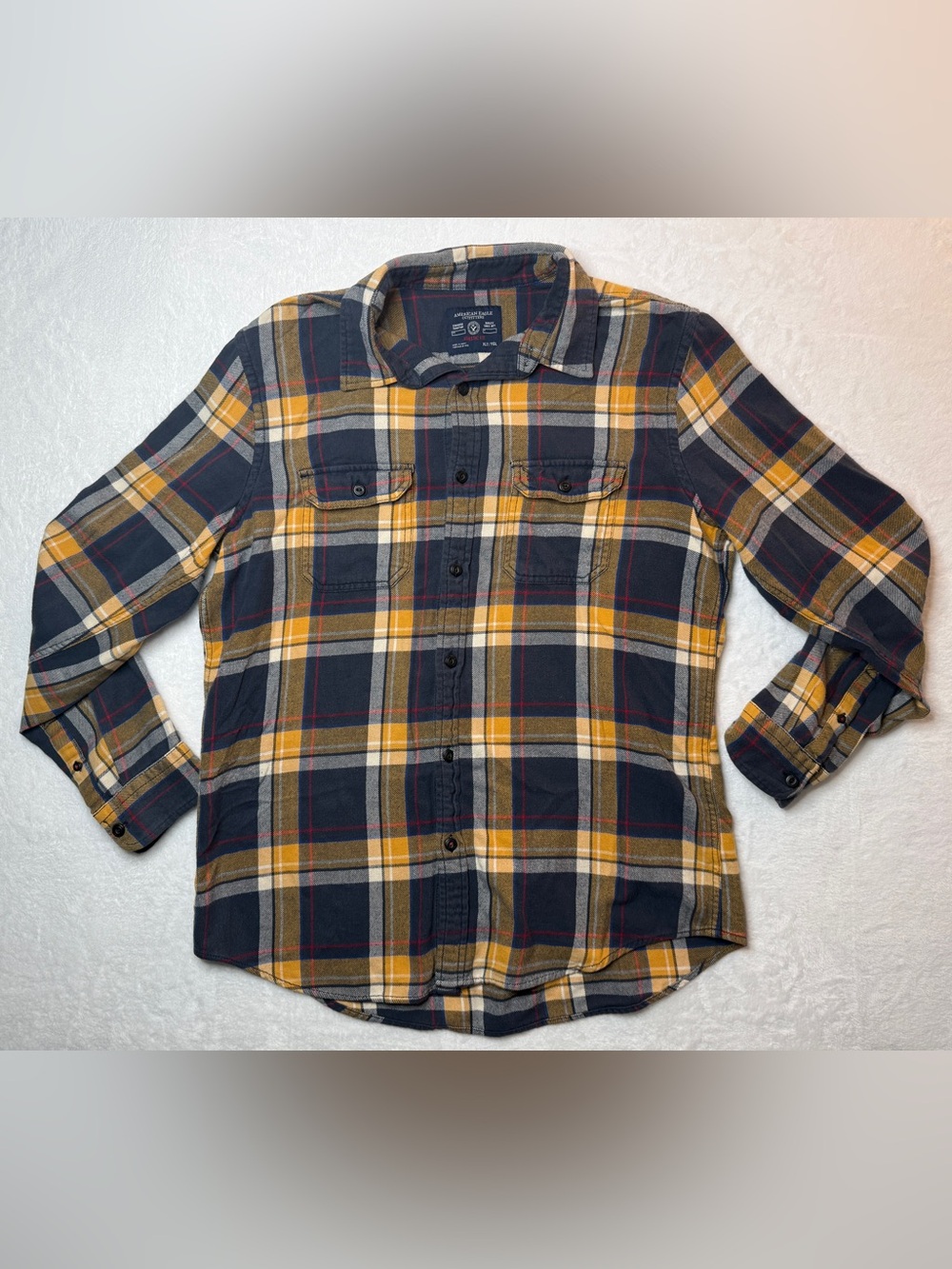American Eagle Outfitters Men’s Flannel Long Sleeve Top Button Down Plaid Sz XLT